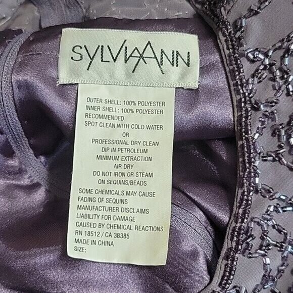 Sylvia Ann Blouse Beaded Periwinkle sequined Size 10-12 formal dressy party vtg - Picture 7 of 7